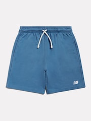 New Balance Blue French Terry Small Logo Shorts - Image 6 of 16