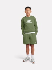 New Balance Mint Green French Terry Small Logo Cotton Shorts - Image 5 of 8