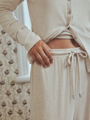 دقيق الشوفان - Lace Ribbed Cardigan Long Sleeve Pyjamas - صورة 5 من 8