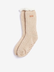 Barbour® Beige Cable Knit Lounge Socks - Image 1 of 4