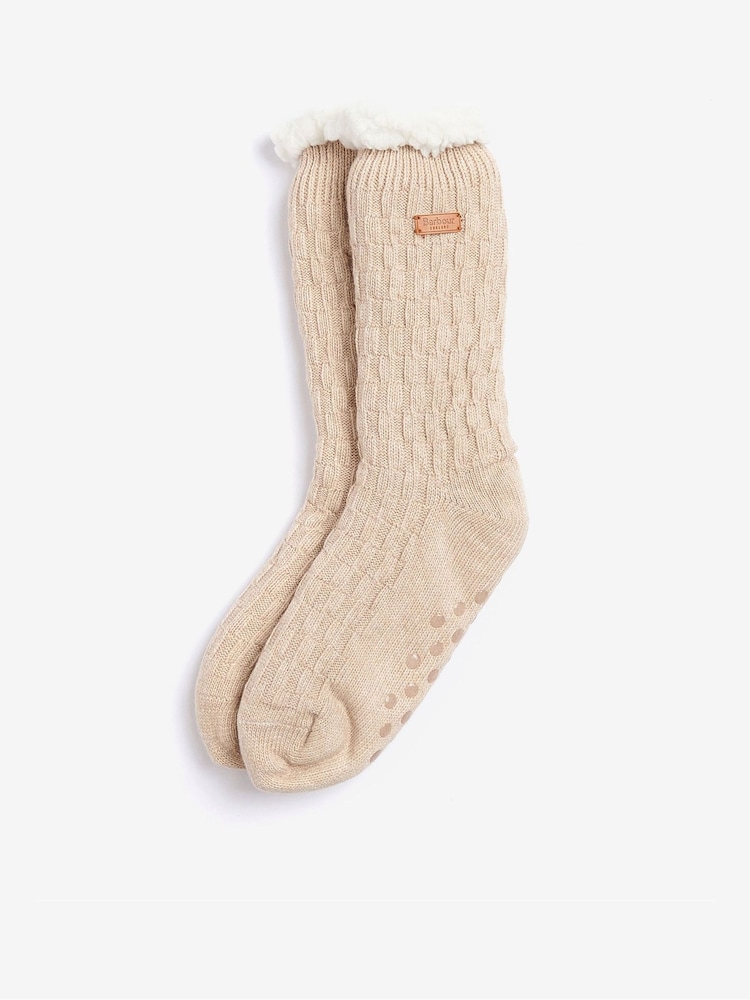 Barbour® Beige Cable Knit Lounge Socks - Image 1 of 4 Barbour® Beige Cable Knit Lounge Socks - Image 1 of 4