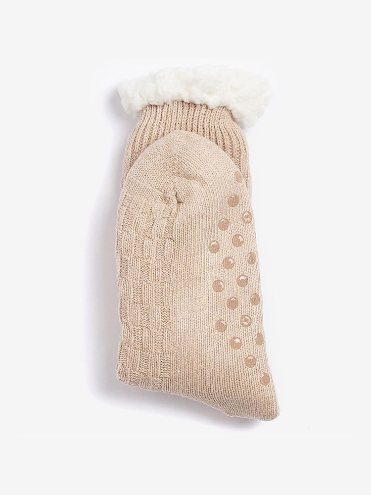 Barbour® Beige Cable Knit Lounge Socks - Image 2 of 4 Barbour® Beige Cable Knit Lounge Socks - Image 2 of 4