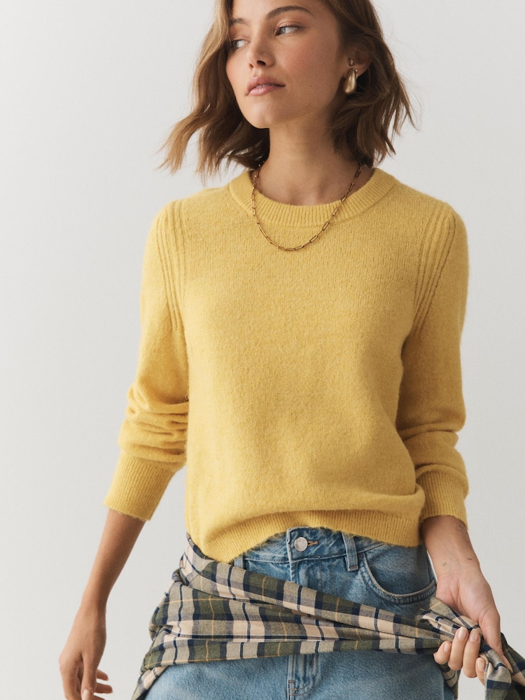Yellow Crew Neck Long Sleeve Knitted Jumper - Image 1 of 5