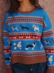 Cobalt Blue Dog Supersoft Crew Neck Long Sleeve Jumper - Image 2 of 4