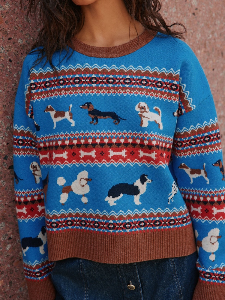 Cobalt Blue Dog Supersoft Crew Neck Long Sleeve Jumper - Image 2 of 4 Cobalt Blue Dog Supersoft Crew Neck Long Sleeve Jumper - Image 2 of 4