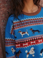 Cobalt Blue Dog Supersoft Crew Neck Long Sleeve Jumper - Image 4 of 4