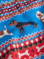 Bright Blue Fairisle Dog Supersoft Crew Neck Long Sleeve Jumper - Image 7 of 7