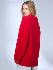 Rouge - Long Sleeve V-Neck Knit Jumper With Wool - Image 4 de 8
