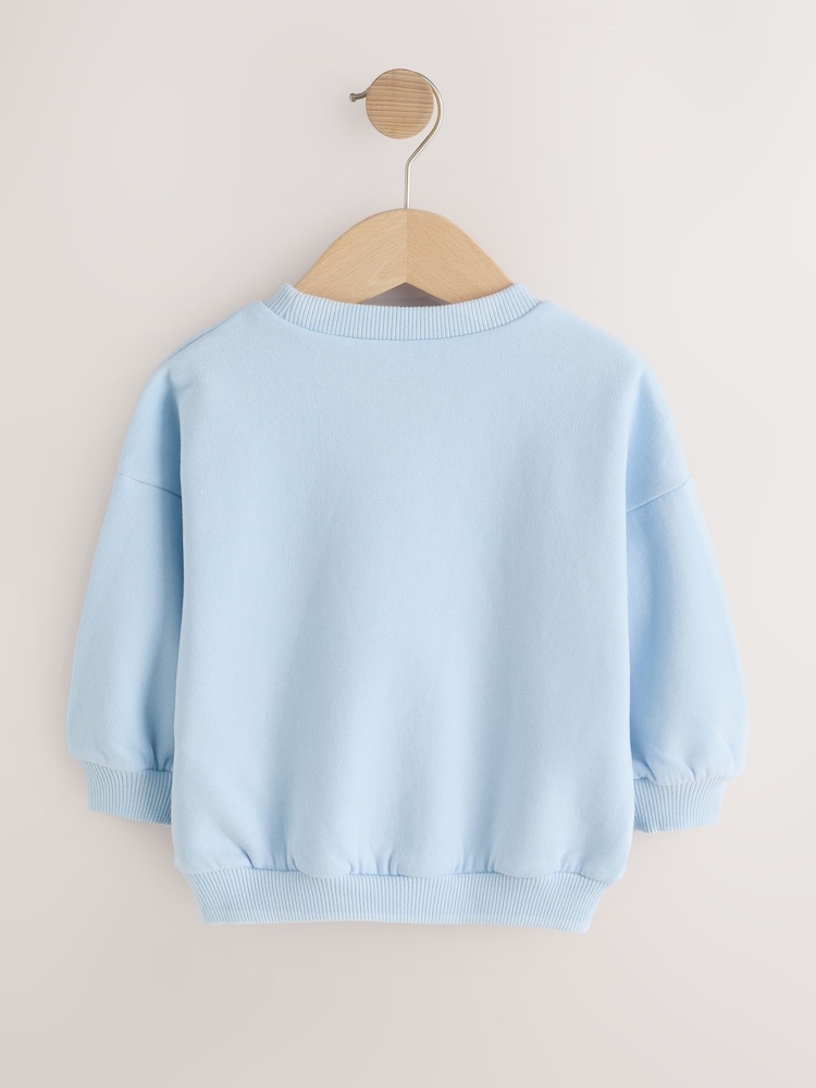 Light Blue Sister Club Crew Neck Sweatshirt (3mths-7yrs) - Image 2 of 5 Light Blue Sister Club Crew Neck Sweatshirt (3mths-7yrs) - Image 2 of 5