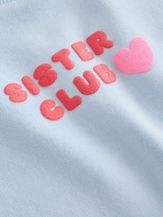 Light Blue Sister Club Crew Neck Sweatshirt (3mths-7yrs) - Image 4 of 5