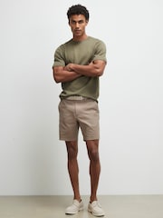 River Island Brown Slim Fit Belted Chino Shorts - Image 3 of 4