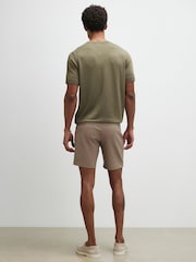 River Island Brown Slim Fit Belted Chino Shorts - Image 4 of 4
