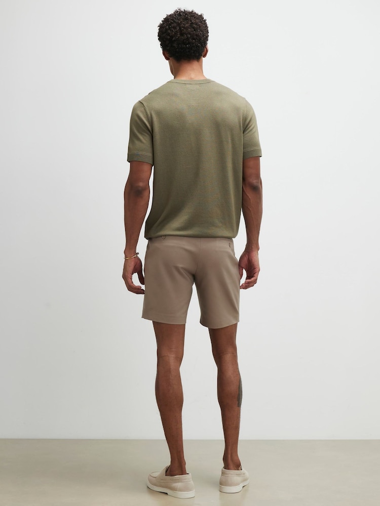 River Island Brown Slim Fit Belted Chino Shorts - Image 4 of 4