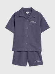 River Island Boxy Texture Revere Shirt & Shorts - Bild 3 von 5