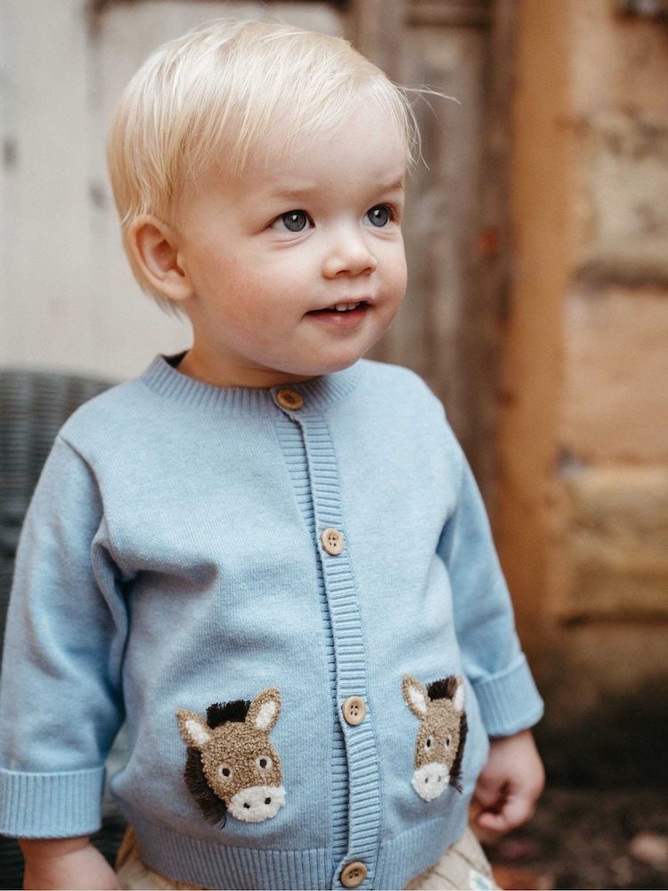 Purebaby Blue Fiesta Friends Cardigan - Image 1 of 5