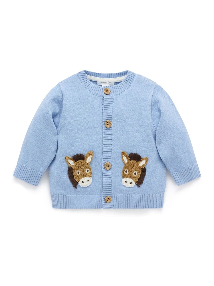 Purebaby Blue Fiesta Friends Cardigan - Image 2 of 5