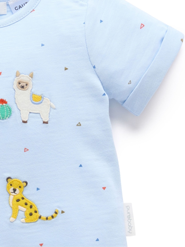 Purebaby Blue Animal Fiesta Romper - Image 6 of 6