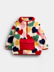 JoJo Maman Bébé Multi Colour Hearts Half Zip Fleece Jacket - Image 2 of 5