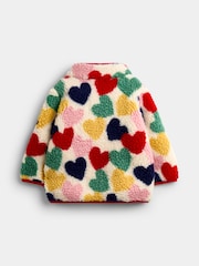 JoJo Maman Bébé Multi Colour Hearts Half Zip Fleece Jacket - Image 3 of 5