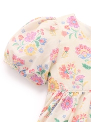 Purebaby Pink Linen Blend Floral Dress and Headband - Image 5 of 7