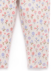 Purebaby Pink Floral Rib Leggings - Image 3 of 4