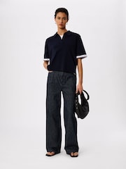 Whistles Blue Collar Detail Knit Jumper - Image 3 of 5