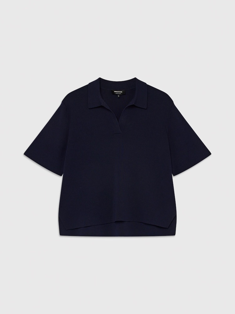 Whistles Blue Collar Detail Knit Jumper - Image 5 of 5