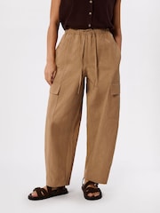 Whistles Nude Petite Utility Cotton Barrel Trousers - Image 1 of 5