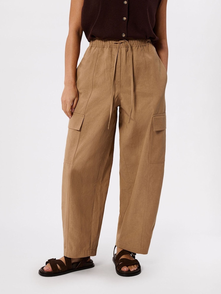 Whistles Nude Petite Utility Cotton Barrel Trousers - Image 1 of 5
