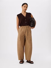 Whistles Nude Petite Utility Cotton Barrel Trousers - Image 2 of 5