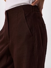 Whistles Brown Linen Barrel Leg Trousers - Image 4 of 5