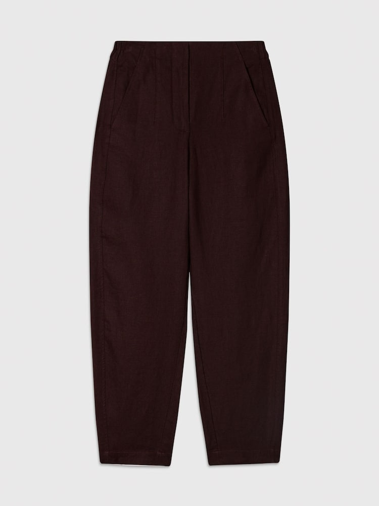 Whistles Brown Linen Barrel Leg Trousers - Image 5 of 5