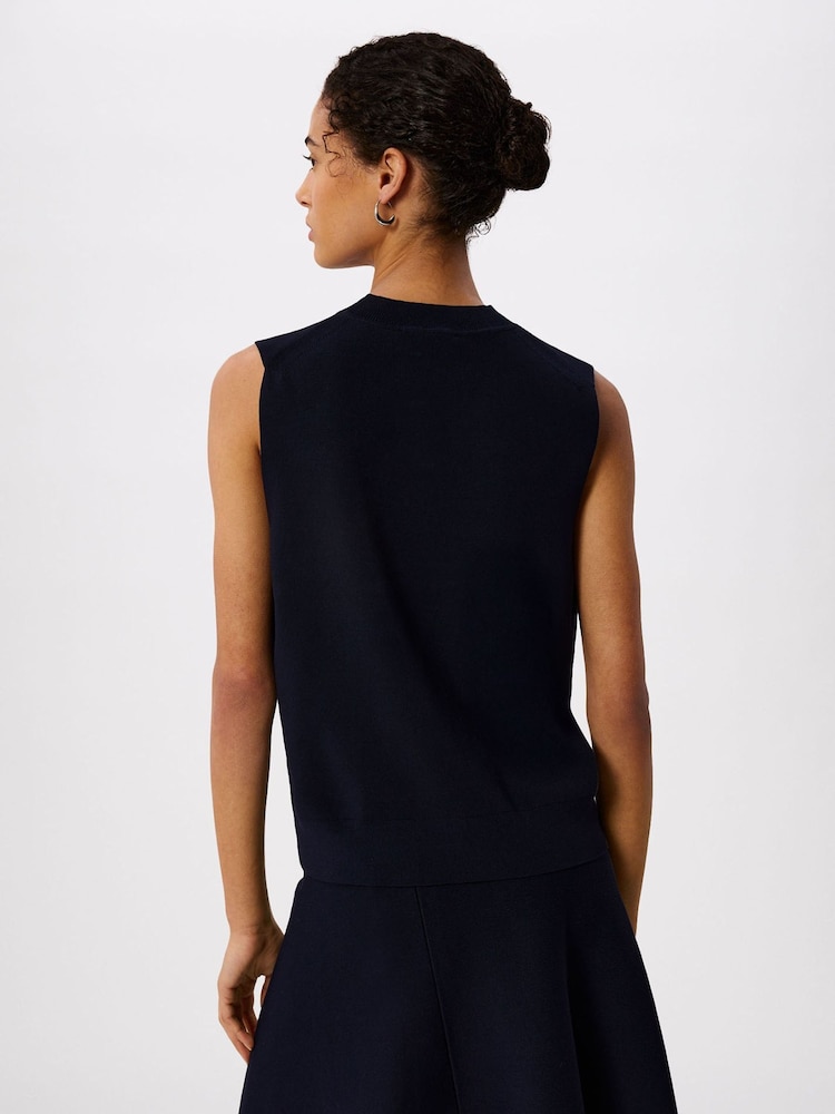 Whistles Blue Round Neck Detail Tank - Image 2 of 5