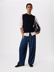 Whistles Blue Round Neck Detail Tank - Image 3 of 5