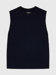 Whistles Blue Round Neck Detail Tank - Image 5 of 5