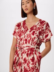 Whistles Red Petite Blurred Floral Tie Jumpsuit - Image 3 of 5