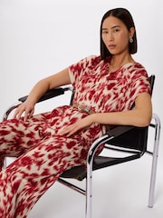 Whistles Red Petite Blurred Floral Tie Jumpsuit - Image 4 of 5