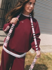 Burgundy Red - Self. Sweatshirt na may Gilid na Guhit - Larawan 1 ng 5