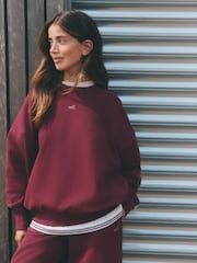 Burgundy Red - Self. Sweatshirt na may Gilid na Guhit - Larawan 3 ng 5