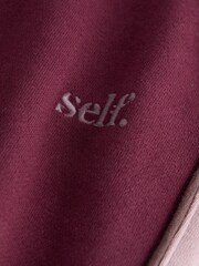 self. Burgundy Red Side Stripe Wide Leg Joggers - Image 2 of 3