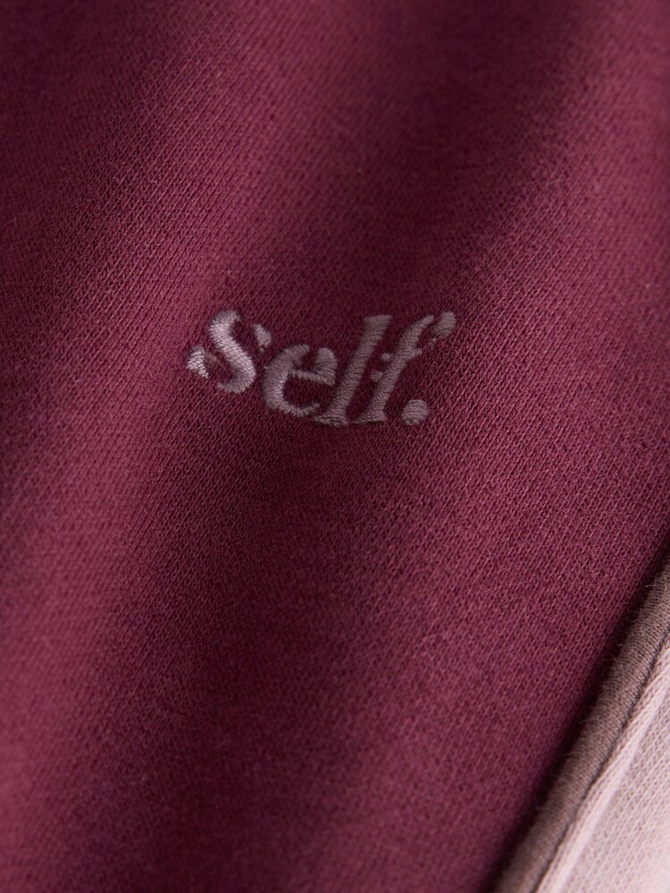 self. Burgundy Red Side Stripe Wide Leg Joggers - Image 2 of 3