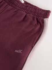 self. Burgundy Red Side Stripe Wide Leg Joggers - Image 3 of 3
