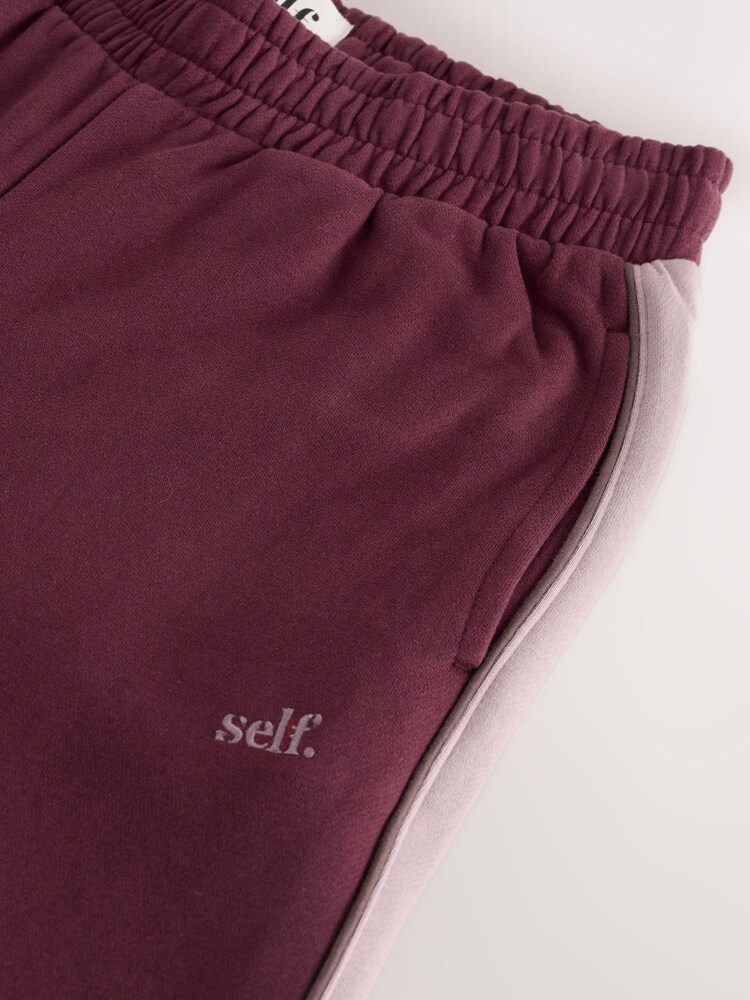 self. Burgundy Red Side Stripe Wide Leg Joggers - Image 3 of 3