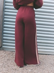 self. Burgundy Red Side Stripe Wide Leg Joggers - Image 4 of 8