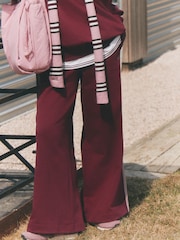 self. Burgundy Red Side Stripe Wide Leg Joggers - Image 5 of 8