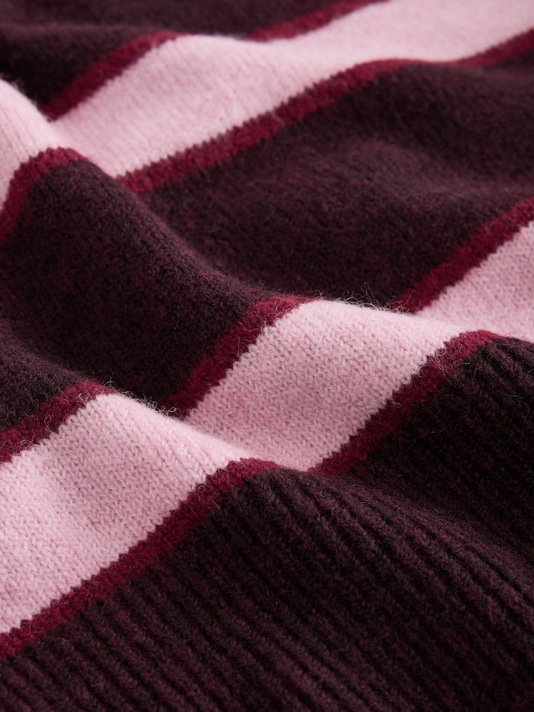 Lipsy Berry Red Stripe Knitted Wool Blend Rugby Jumper - Image 2 of 3 Lipsy Berry Red Stripe Knitted Wool Blend Rugby Jumper - Image 2 of 3