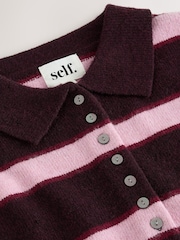 Lipsy Berry Red Stripe Knitted Wool Blend Rugby Jumper - Image 3 of 3