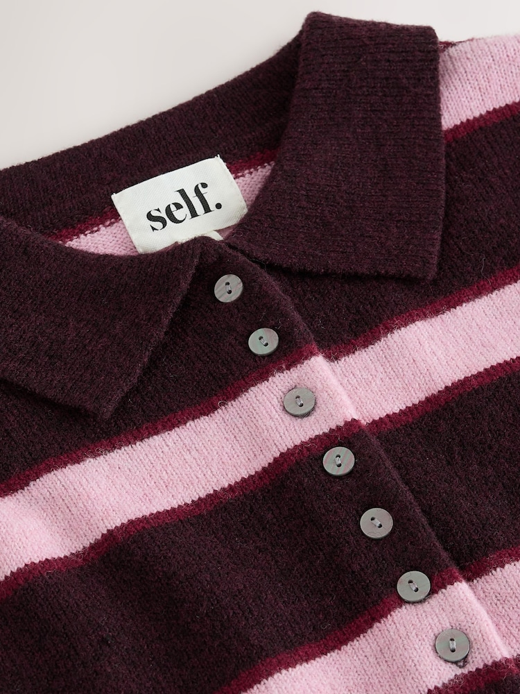 Lipsy Berry Red Stripe Knitted Wool Blend Rugby Jumper - Image 3 of 3 Lipsy Berry Red Stripe Knitted Wool Blend Rugby Jumper - Image 3 of 3