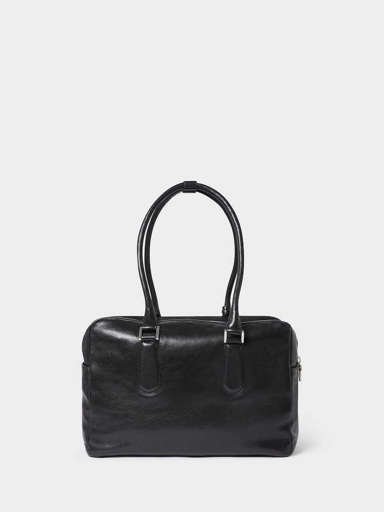 Osprey London Black The High Flyer Leather Shoulder Bag - Image 1 of 4 Osprey London Black The High Flyer Leather Shoulder Bag - Image 1 of 4