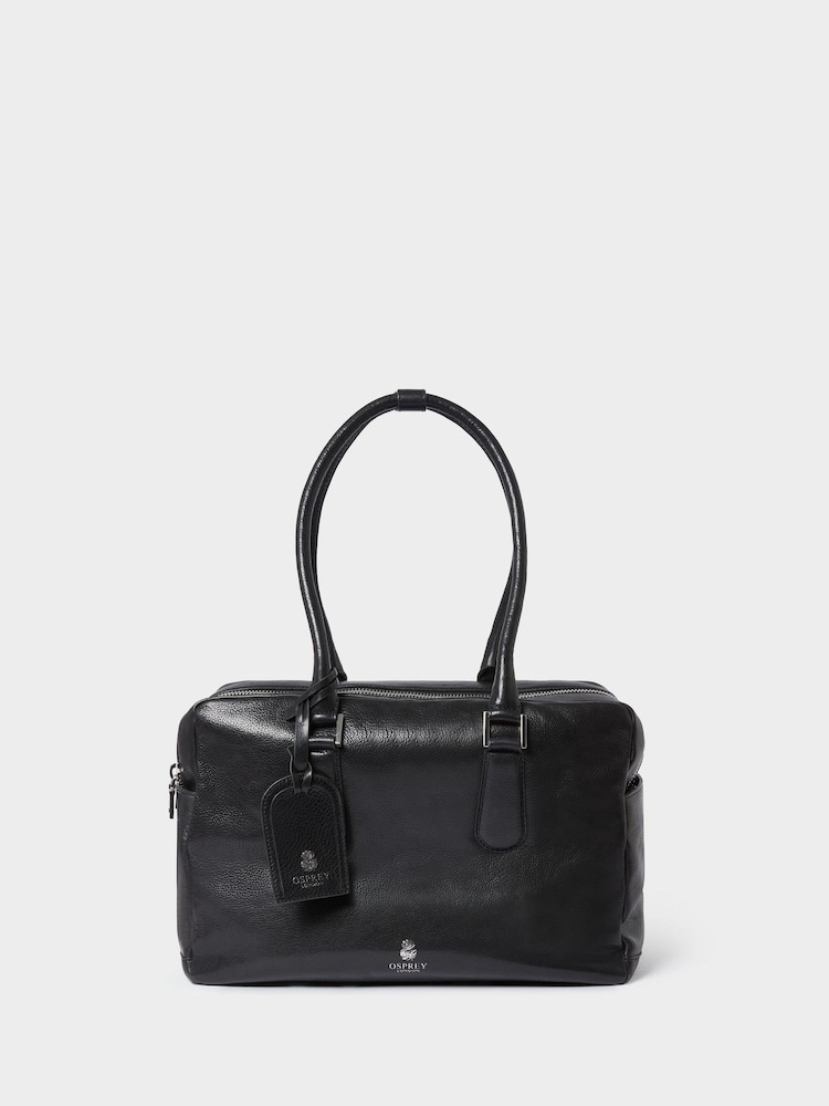 Osprey London Black The High Flyer Leather Shoulder Bag - Image 2 of 4 Osprey London Black The High Flyer Leather Shoulder Bag - Image 2 of 4